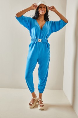 XHAN - Turkuaz Beli Kemerli Tulum 3YXK6-47404-13