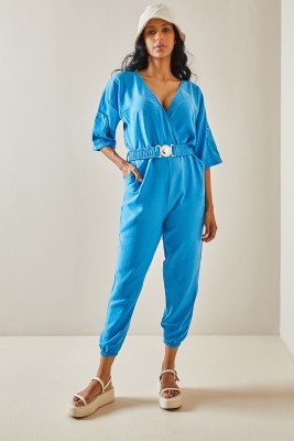 Turkuaz Beli Kemerli Tulum 3YXK6-47404-13 - 2