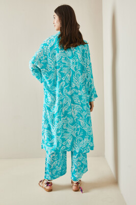 Turkuaz Desenli Kimono Takım 5YXK8-48669-13 - 8