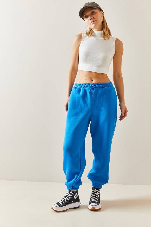 Turkuaz Oversize Şardonlu Jogger Eşofman Altı 4KXK8-47762-13 - 6