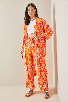 Turuncu Desenli Kimono Takım 5YXK8-48669-11 - 3