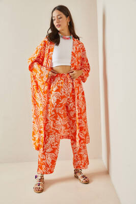 Turuncu Desenli Kimono Takım 5YXK8-48669-11 - 4