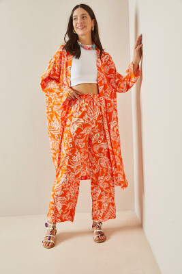 Turuncu Desenli Kimono Takım 5YXK8-48669-11 - 6
