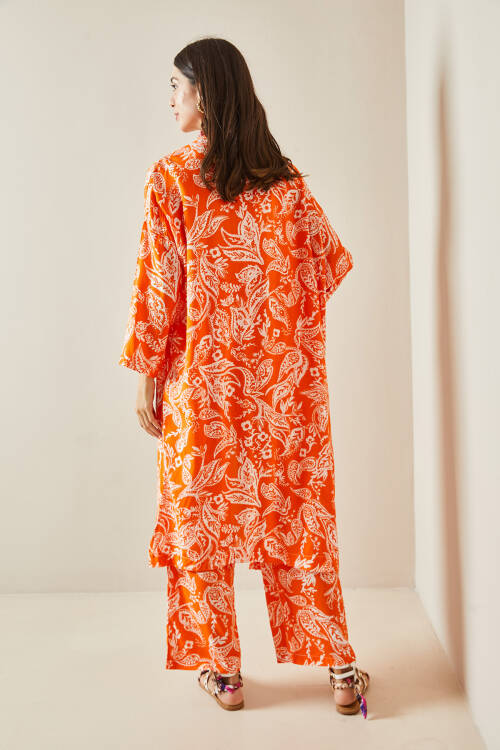 Turuncu Desenli Kimono Takım 5YXK8-48669-11 - 7