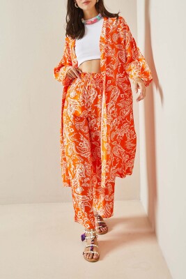 Turuncu Desenli Kimono Takım 5YXK8-48669-11 