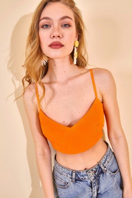 Turuncu İp Askılı Crop Bluz 2KXK4-46045-11 - 3