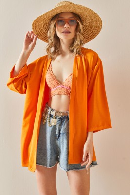 Turuncu Oversize Dokulu Kimono 3YXK4-46988-11 