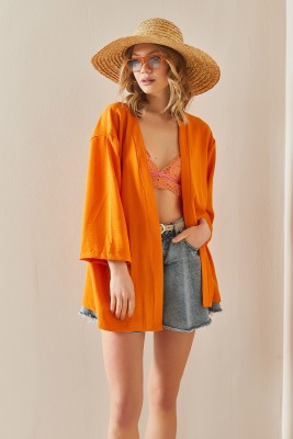 Turuncu Oversize Dokulu Kimono 3YXK4-46988-11 - 2