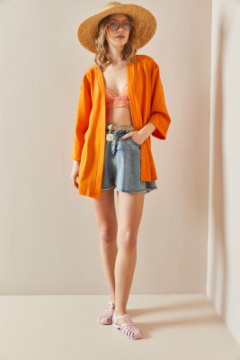 Turuncu Oversize Dokulu Kimono 3YXK4-46988-11 - 4