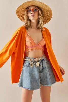 Turuncu Oversize Dokulu Kimono 3YXK4-46988-11 - 5
