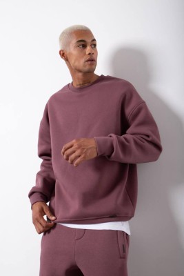 Vişne Çürüğü Organik Pamuklu Şardonlu Oversize Sweatshirt 3KXE8-46416-31 - XHAN