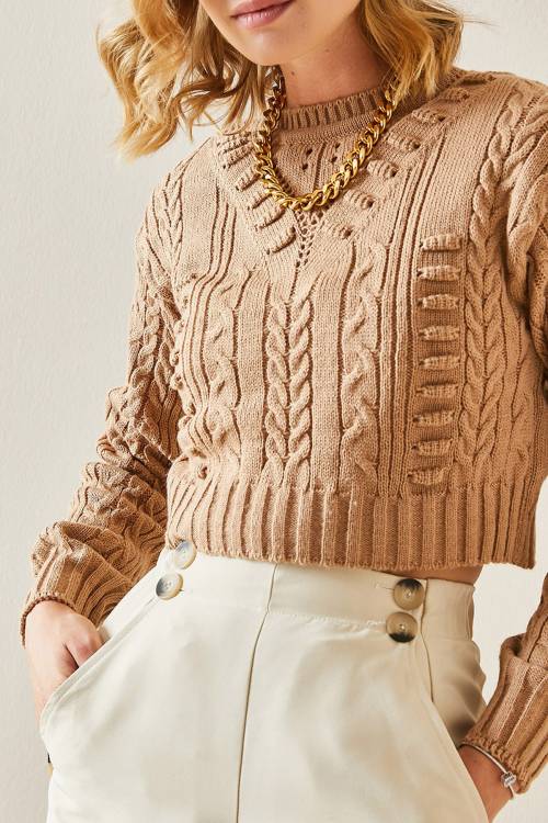 Vizon Delikli Crop Kazak 3YXK3-47506-29 - 1