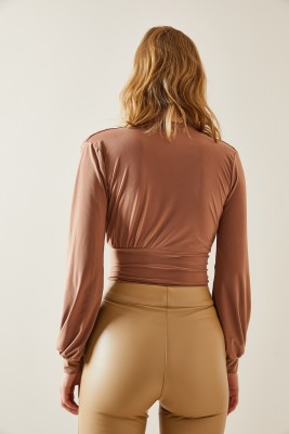 Vizon Drape Detaylı Dekolteli Bluz 4KXK2-47693-29 - 6