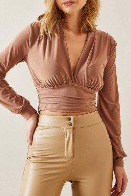 Vizon Drape Detaylı Dekolteli Bluz 4KXK2-47693-29 