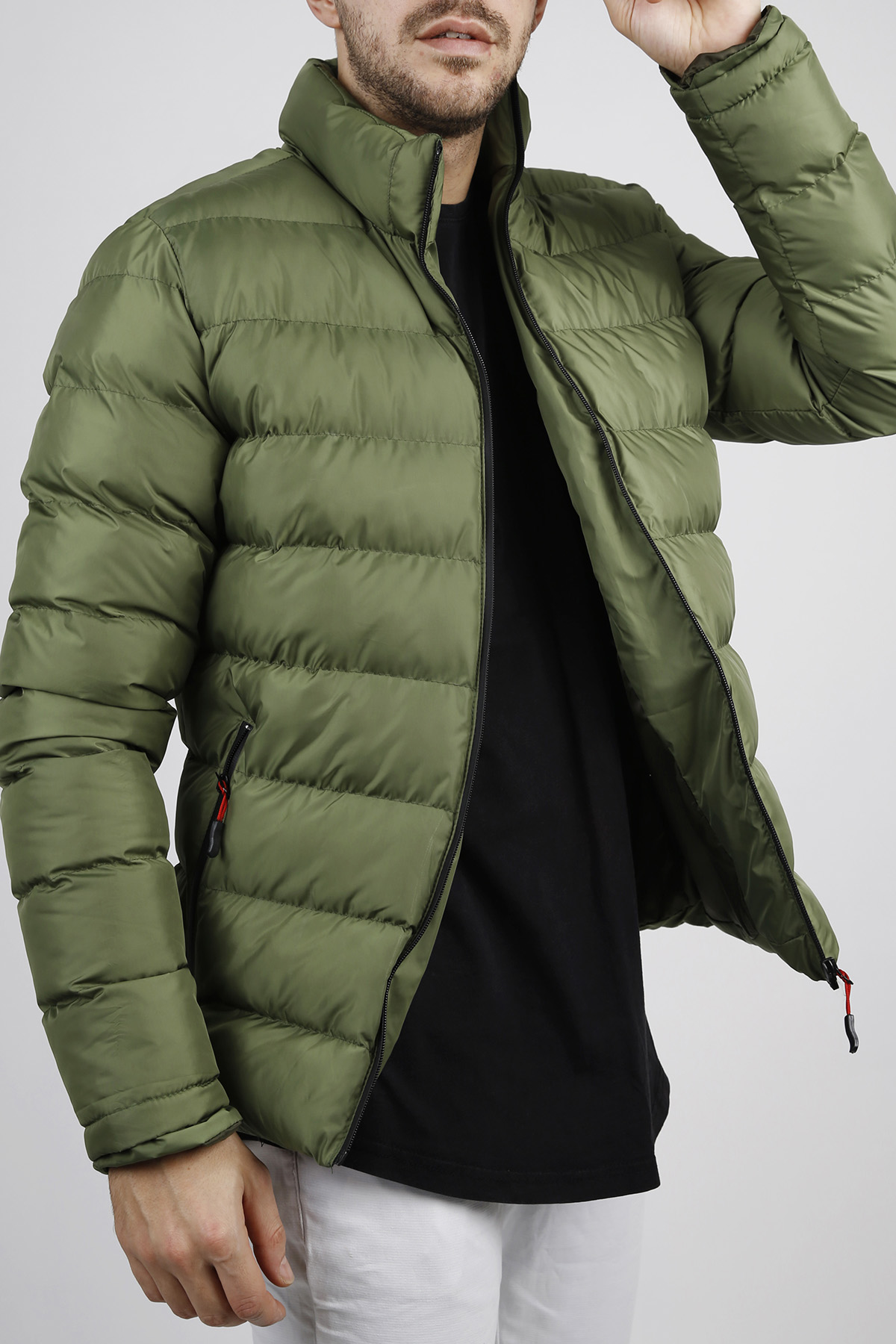 Yağ Yeşili Şişme Mont 1KXE4-44345-54 - 5
