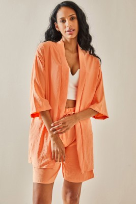 Yavruağzı Şortlu Kimono Takım 3YXK8-47422-21 - 5
