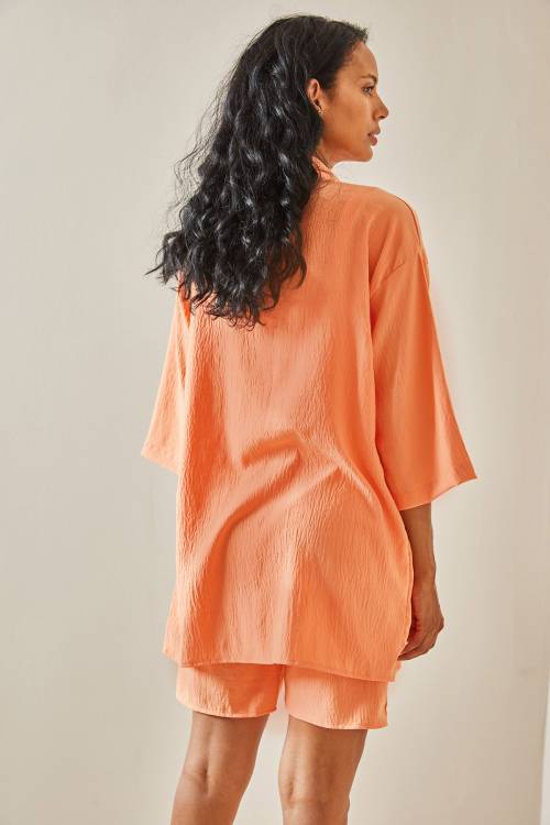 Yavruağzı Şortlu Kimono Takım 3YXK8-47422-21 - 7