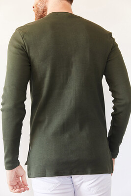 Yeşil Arkası Uzun Basic Sweatshirt 0YXE8-44042-08 - 2