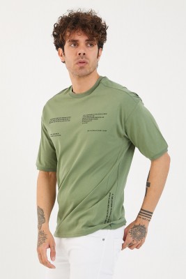 XHAN - Yeşil Baskılı Oversize T-Shirt 1YXE1-44877-08