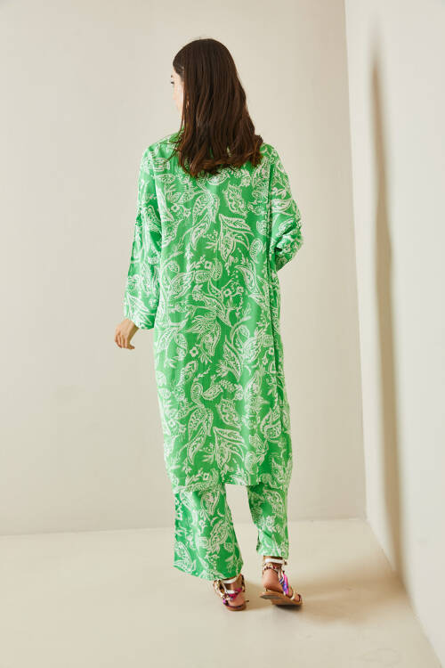 Yeşil Desenli Kimono Takım 5YXK8-48669-08 - 5