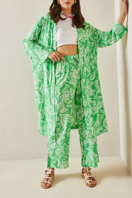 Yeşil Desenli Kimono Takım 5YXK8-48669-08 