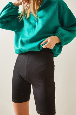 Yeşil Fermuarlı Dik Yaka Polar Sweatshirt 4KXK8-47854-08 