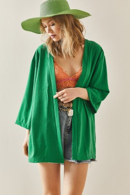 Yeşil Oversize Dokulu Kimono 3YXK4-46988-08 