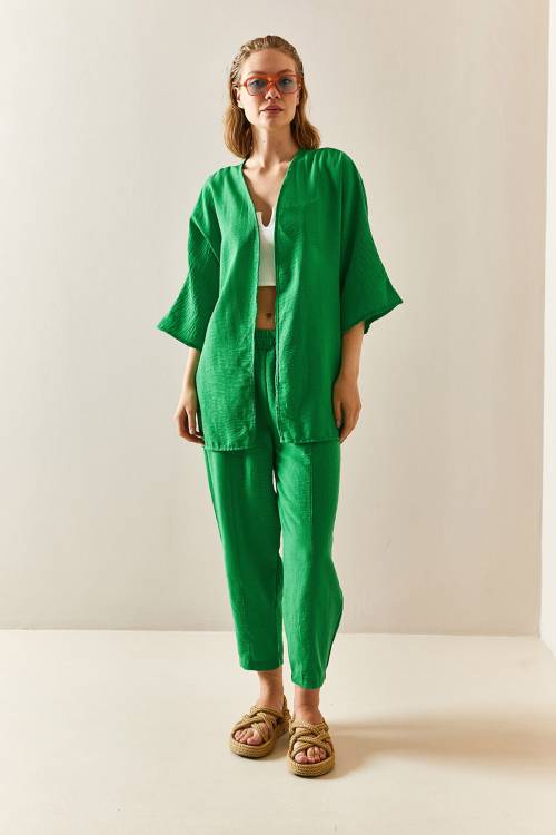 Yeşil Salaş Kimono Takım 3YXK8-47342-08 - 2