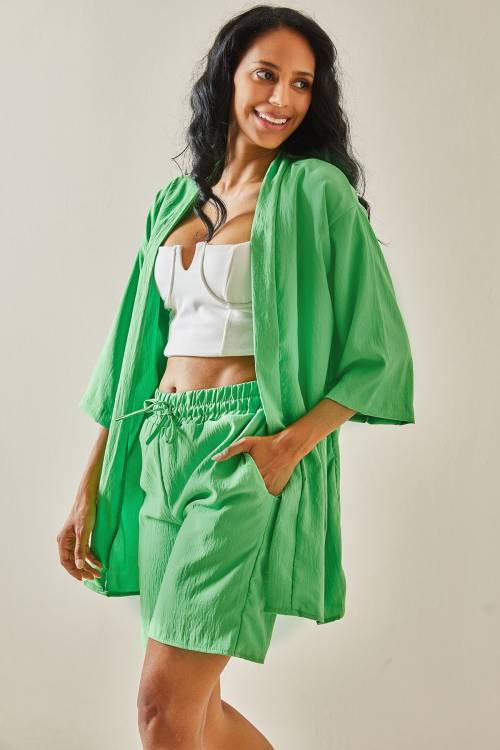 XHAN - Yeşil Şortlu Kimono Takım 3YXK8-47422-08