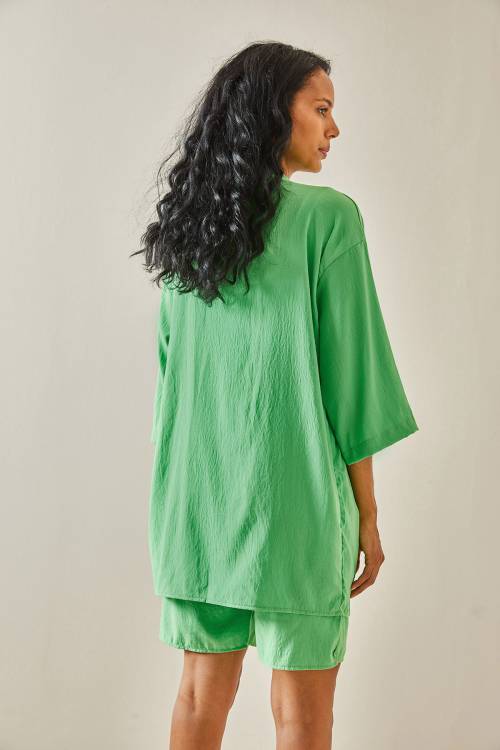 Yeşil Şortlu Kimono Takım 3YXK8-47422-08 - 5