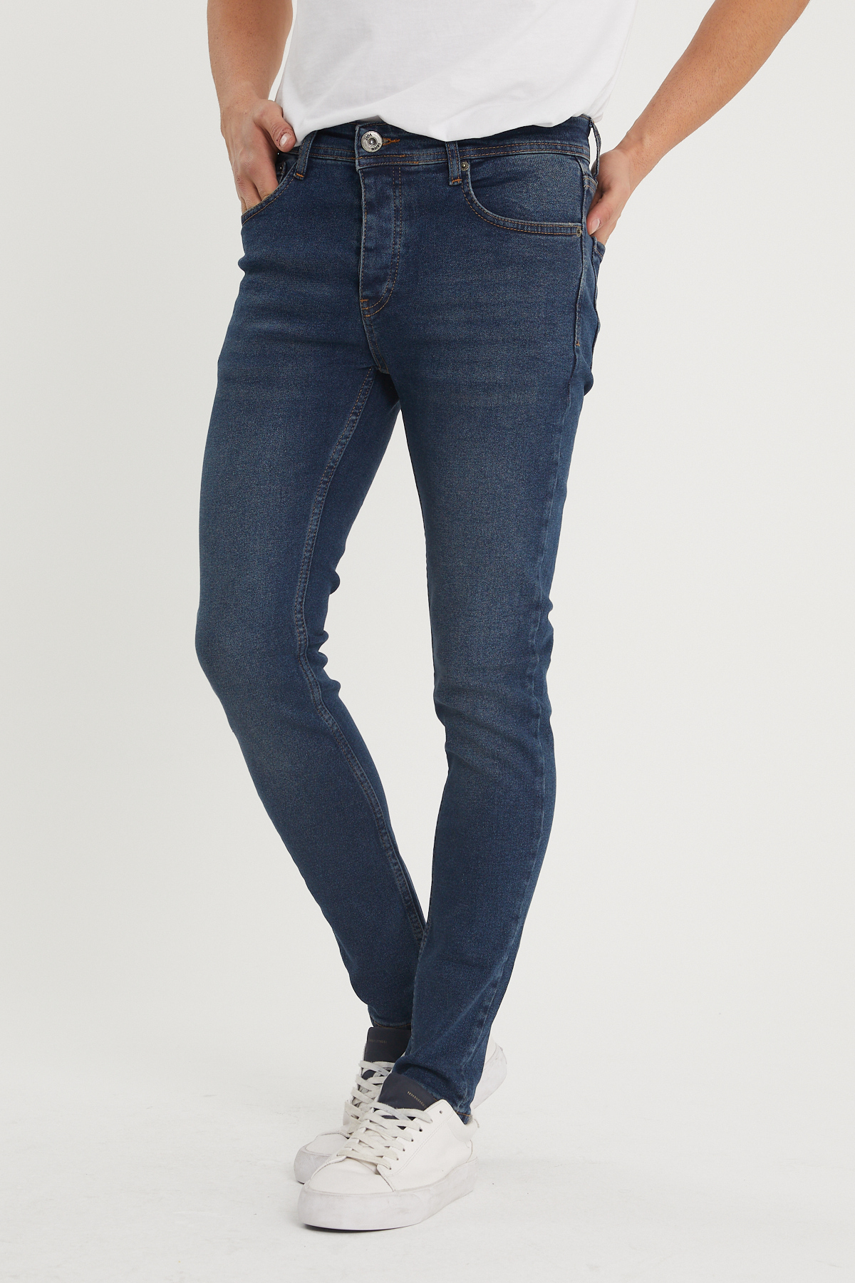 XHAN - Yıkamalı Lacivert Slim Fit Jean Pantolon 1KXE5-44351-48