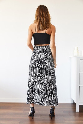 Siyah & Beyaz Zebra Desen Yırtmaçlı Etek 0YXK7-43528-02 - 16