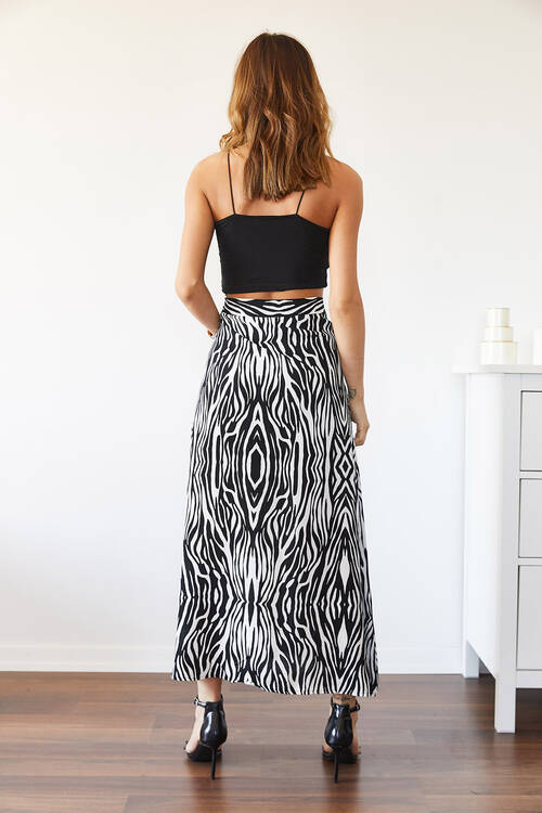 Siyah & Beyaz Zebra Desen Yırtmaçlı Etek 0YXK7-43528-02 - 16